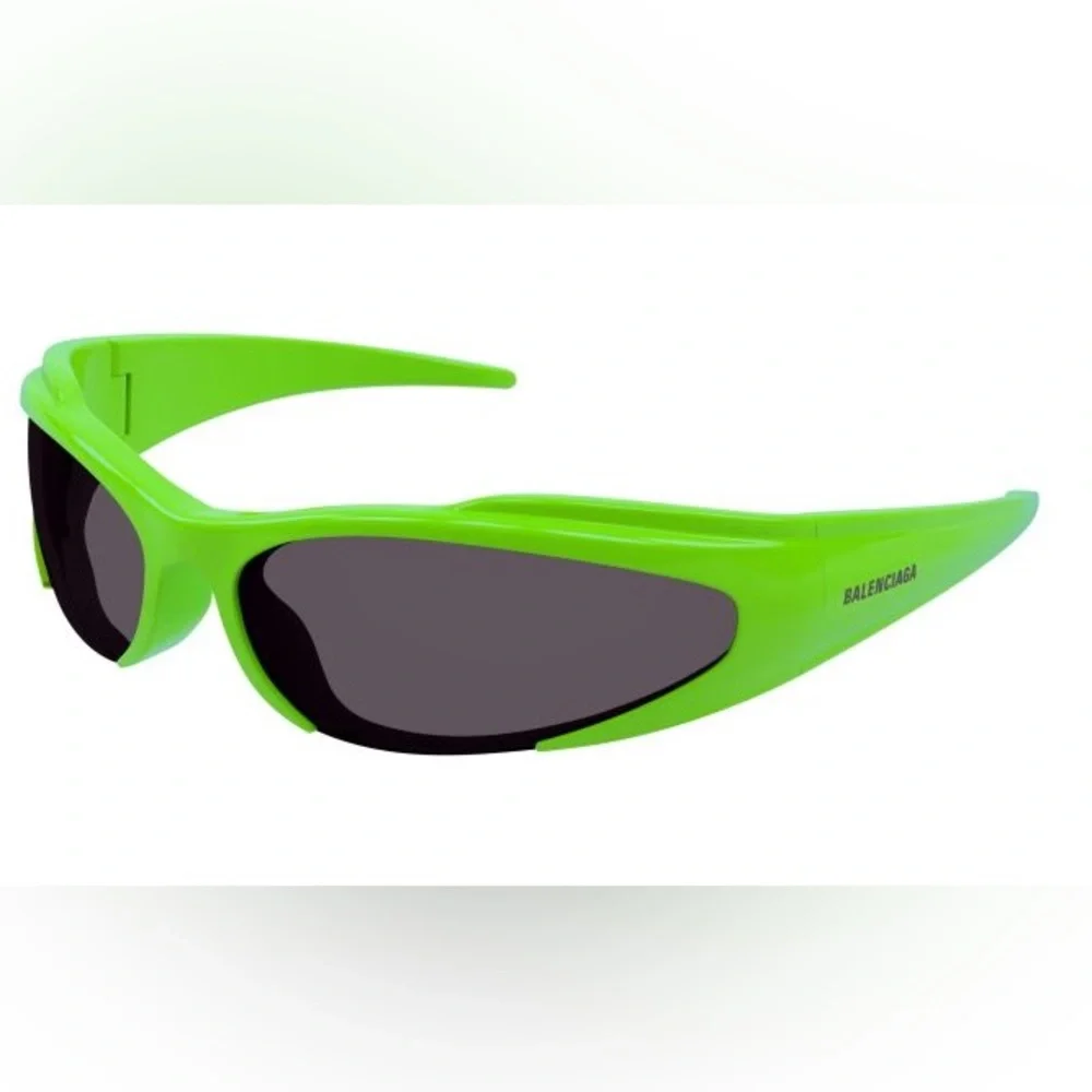 NEW BALENCIAGA OVAL SUNGLASSES BALENCIAGA BB0253S 005 GREEN GREY EYEWEAR